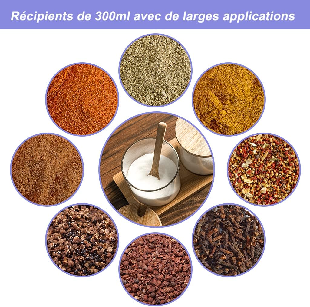 طقم برطمانات زجاج 3 قطع بحامل خشبي ومعلقة لسهولة الأستخدام للتوابل والشاي والسكر والقهوة