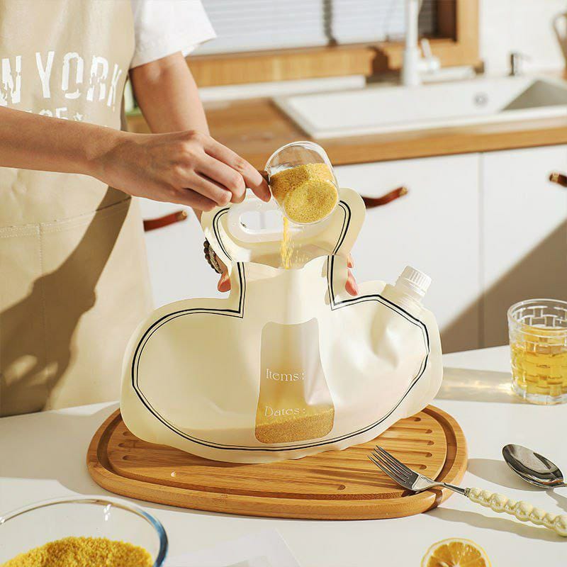 كيس وتربروف بيد كبير الحجم بغطاء محكم الغلق لتخزين الأرز والحبوب والبقوليات