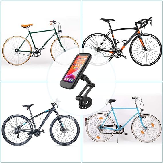 حامل موبايل ووتر بروف دوار للموتسيكلات والعجل ثابت وقوي باطار شفاف للشاشة واضحة