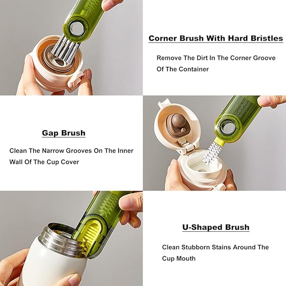 فرشاة تنظيف 3 في 1 للزجاجات و الزوايا و غطاء الاكواب