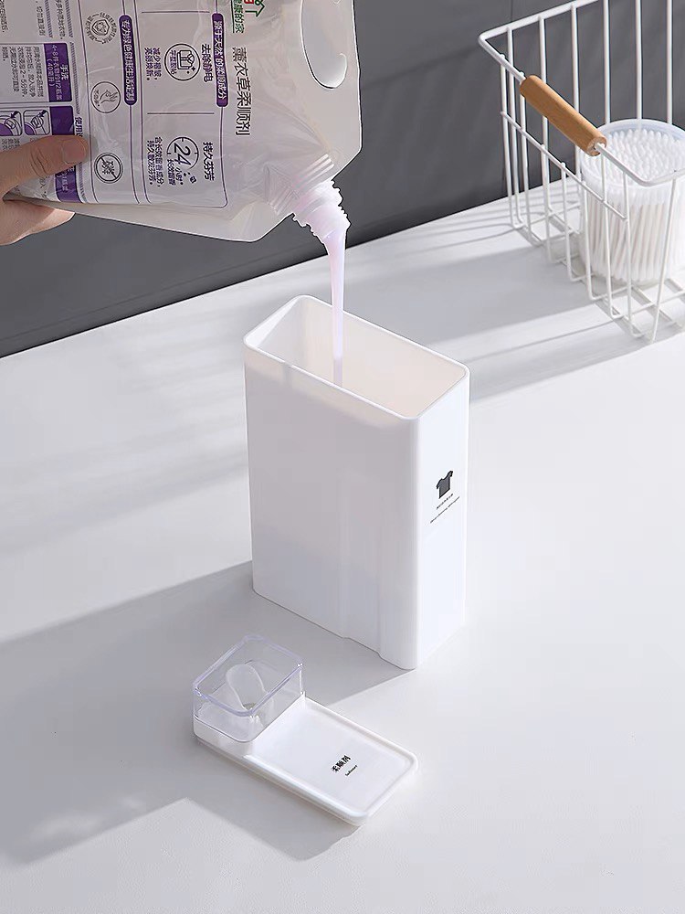 علبة تخزين مسحوق الغسيل والسوائل بلاستيك مع ستيكر 1000 ملي