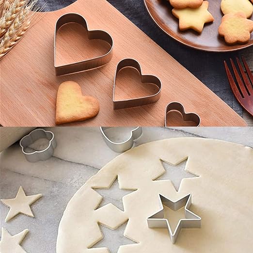 طقم قوالب تقطيع استانليس ستيل 12 قطعة للبسكويت والمعجنات بأشكال وأحجام مختلفة