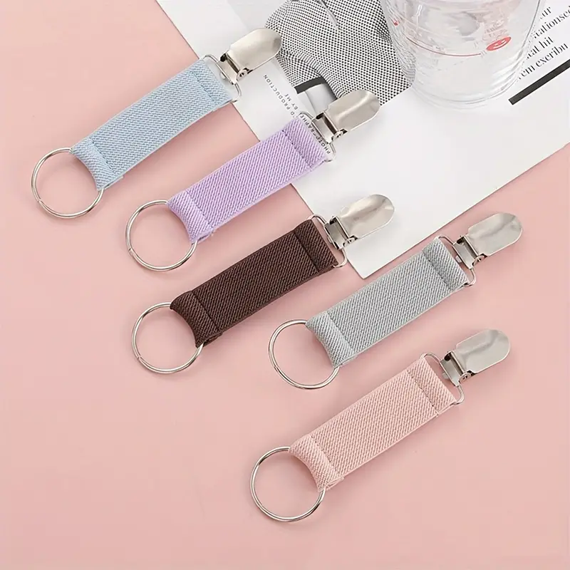 سلسلة مفاتيح مرن بمشبك ماسك قوي للتعليق في الجيب والشنطة بالوان متعددة