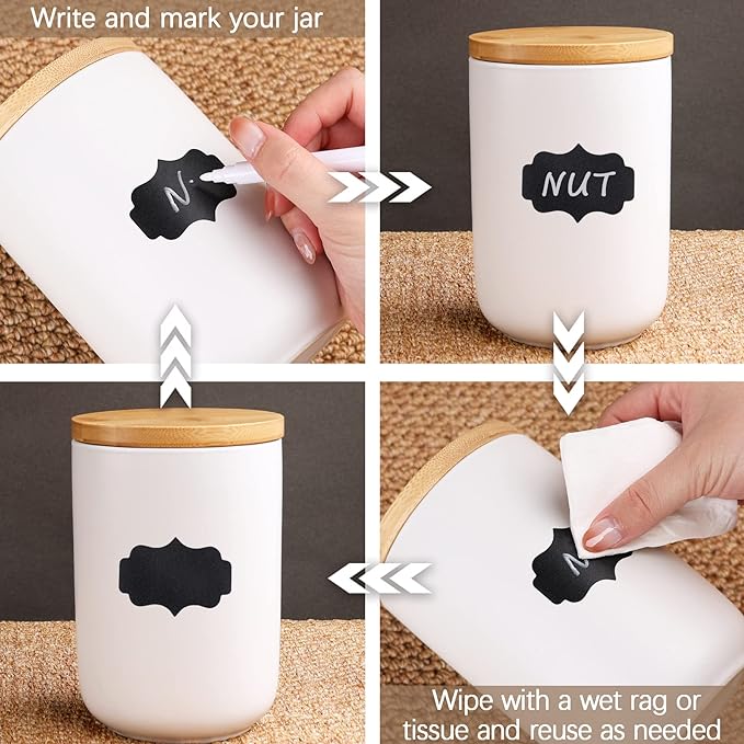 استيكر كتابة ٢٤ قطعه وتربروف مع قلم متعدد الاستخدامات للتوابل و علب التخزين و غيرهم