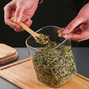 مجموعه برطمانات قطعتين  زجاج  بغطاء ومعلقة خشب لحفظ البقوليات والكورن فليكس والمكسرات 500 ملي