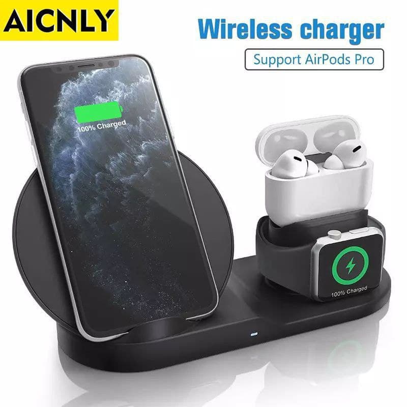 شاحن اللاسلكي الثلاثي للهاتف والساعة والسماعات