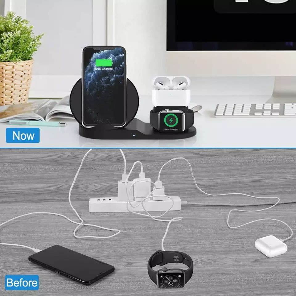 شاحن اللاسلكي الثلاثي للهاتف والساعة والسماعات