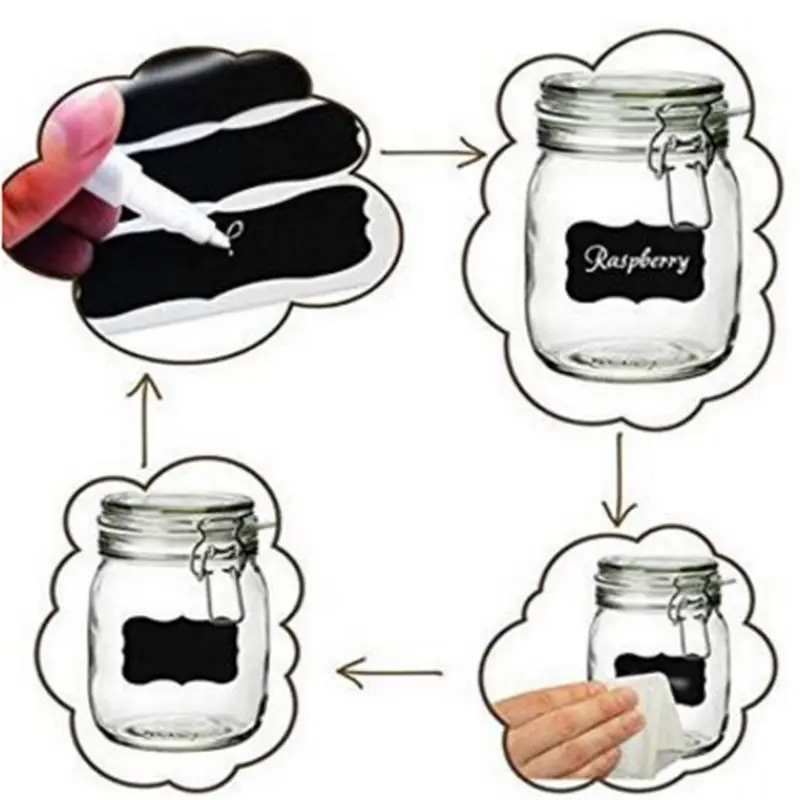 استيكر كتابة ٢٤ قطعه وتربروف مع قلم متعدد الاستخدامات للتوابل و علب التخزين و غيرهم