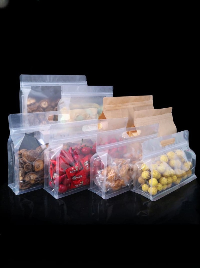 كيس تخزين شفاف محكم الغلق للبقوليات والخضروات والمكسرات قابل للغسيل لإعادة الأستخدام