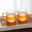 مج زجاج بايركس حرارى منقوش علي  شكل أوراق شجر بيد جولد لتقديم العصائر و المشروبات 