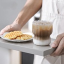 كوباية دورين زجاج شفاف مضلع لشرب وتقديم الشاي والنسكافيه والعصائر للضيوف بشكل شيك