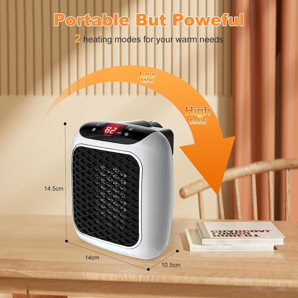 دفاية كهربائية محمولة 800 واط بدرجات حرارة مختلفة وشاشة تاتش وتايمر وريموت كنترول للتحكم عن بعد