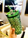 كوب زجاج بايركس علي شكل دب بغطاء وغالق وشاليموه شفاف مجرنش مقاوم للحرارة للمشروبات الساخنة والباردة