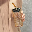 كوب زجاج بايركس علي شكل دب بغطاء وغالق وشاليموه شفاف مجرنش مقاوم للحرارة للمشروبات الساخنة والباردة