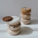 كوباية بومبيه زجاج شفاف للمشروبات الساخنة والباردة  لشرب وتقديم العصائر والنسكافيه والايس كوفي