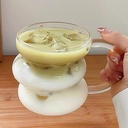 مج بومبيه زجاج شفاف بيد لشرب وتقديم العصائر والنسكافيه والايس كوفي