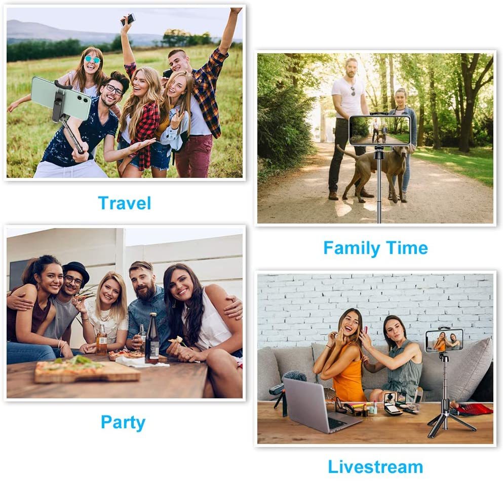 سيلفي ستيك وترايبود ثلاثي الارجل بجهاز تحكم عن بعد قابل للطي والدوران 360 درجة لألتقاط أفضل الصور والفيديوهات