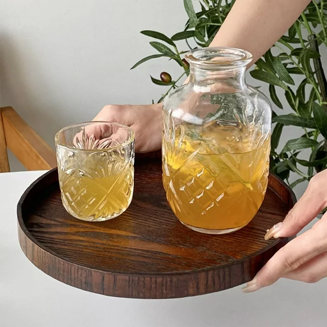 ابريق و كوب زجاج  كريستال  منقرش لشرب المياه و العصائر و للديكور 500 ملي