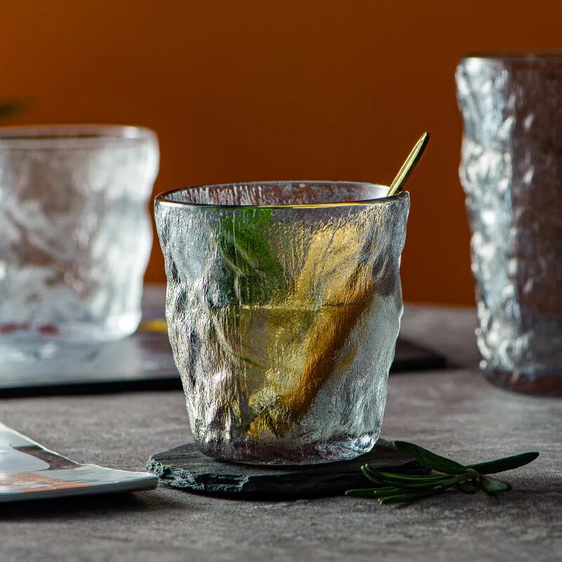 طقم كوبايات كريستال 6 قطع شكل جليد متعرج لشرب وتقديم المشروبات 230 مللي - جراي