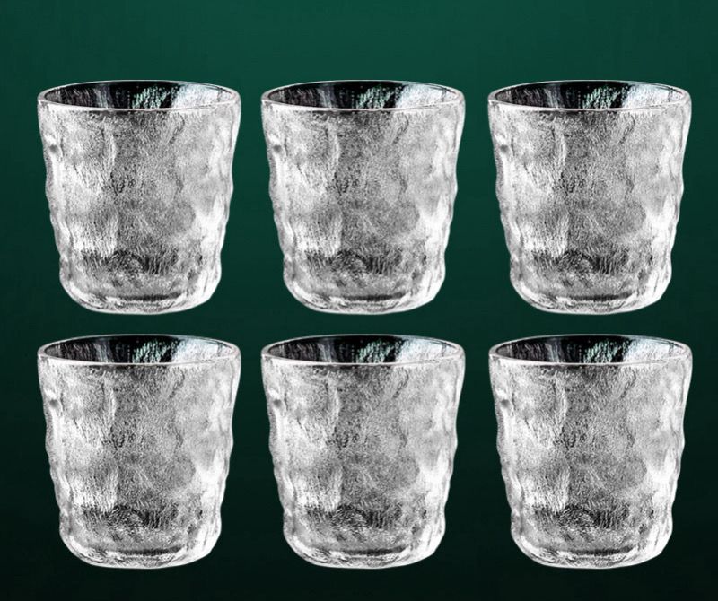 طقم كوبايات كريستال 6 قطع شكل جليد متعرج لشرب وتقديم المشروبات 230 مللي - جراي