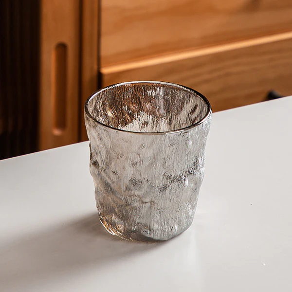 طقم كوبايات كريستال 6 قطع شكل جليد متعرج لشرب وتقديم المشروبات 230 مللي - جراي