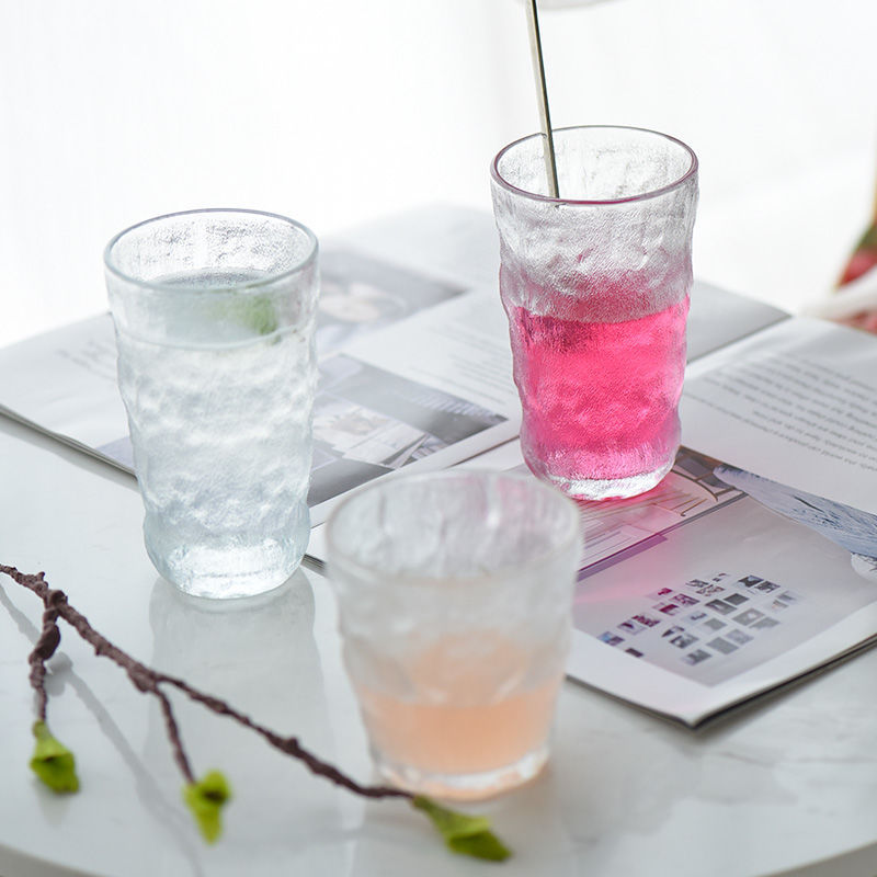 طقم كوبايات 6 قطع زجاج كريستال جليدي مزخرف شفاف لشرب العصائر والكابتشينو 350 ملي