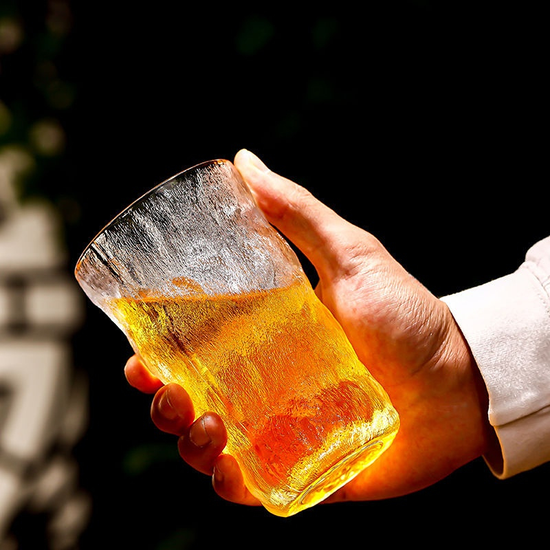 طقم كوبايات 6 قطع زجاج كريستال جليدي مزخرف شفاف لشرب العصائر والكابتشينو 350 ملي