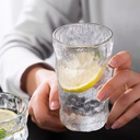 طقم كوبايات 6 قطع زجاج كريستال جليدي مزخرف شفاف لشرب العصائر والكابتشينو 350 ملي