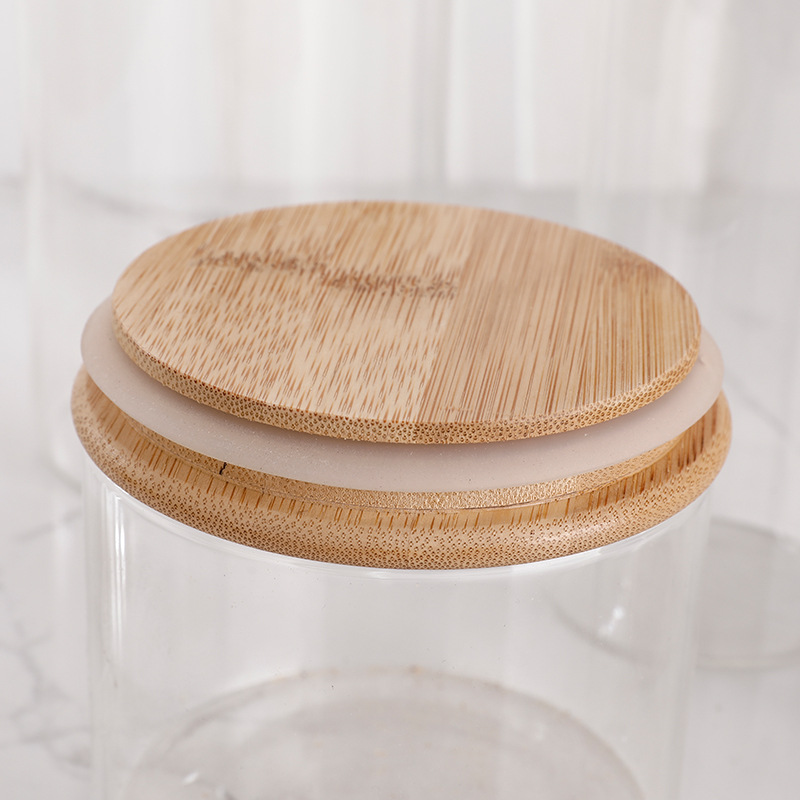 طقم توابل زجاجي  بغطاء خشبي 8 قطع  باستاند خشبي