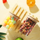 طقم توابل زجاجي  بغطاء خشبي 8 قطع  باستاند خشبي