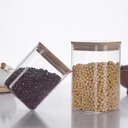 برطمان زجاج 200 ملي لحفظ وتنظيم التوابل والشاي والسكر والقهوة بغطاء خشبي محكم الغلق