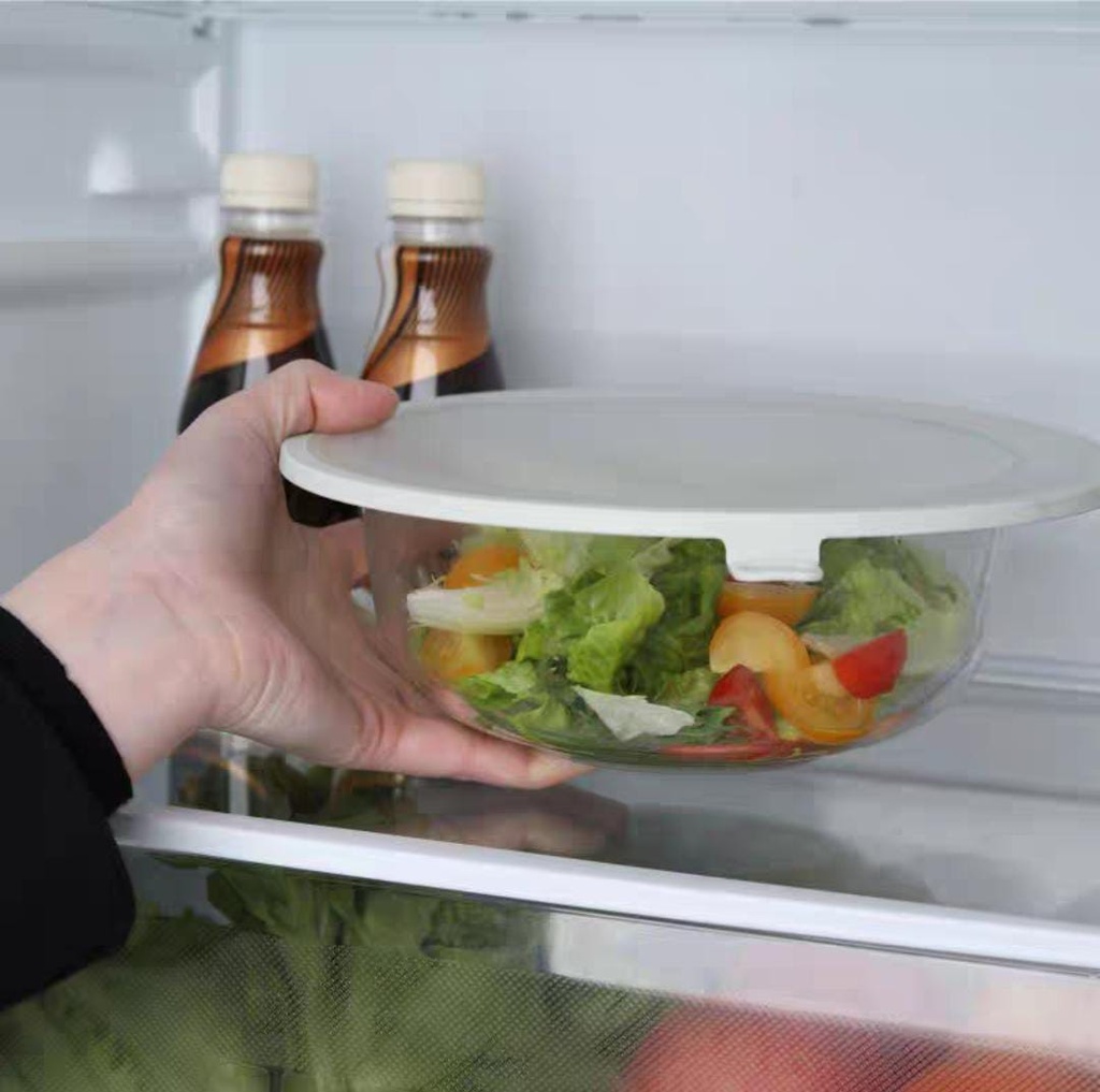 غطاء حفظ وتخزين الطعام سيليكون شفاف بحواف بلاستيك مدور مقاس 23 سم -حجم كبير