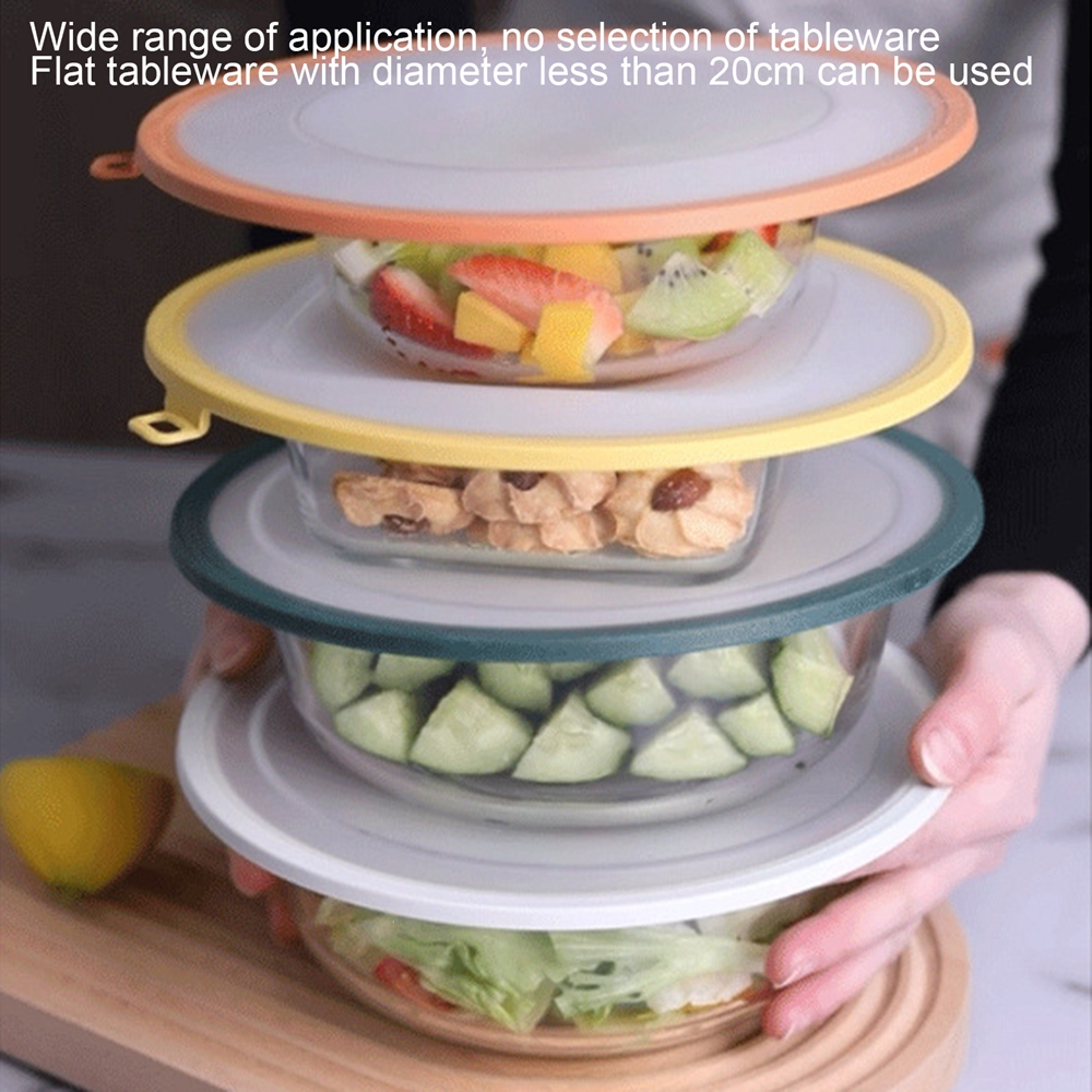 غطاء حفظ وتخزين الطعام سيليكون شفاف بحواف بلاستيك مدور مقاس 23 سم -حجم كبير