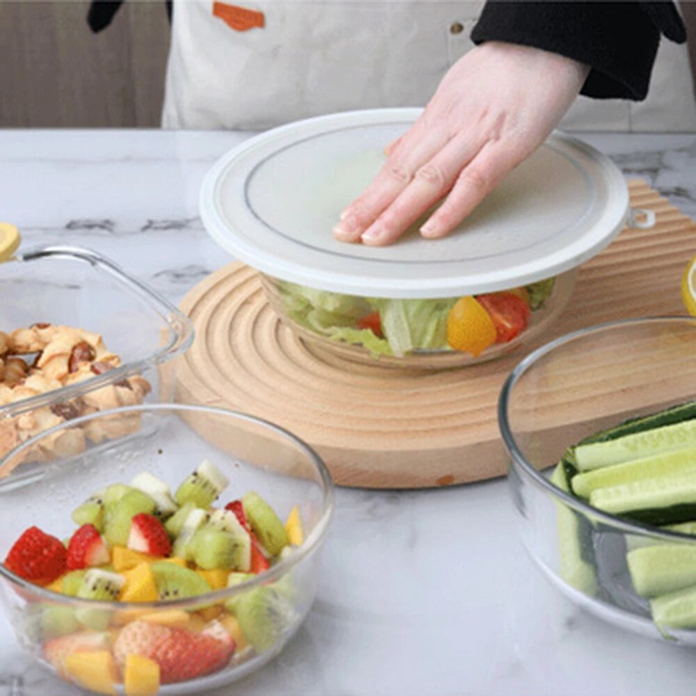 غطاء حفظ وتخزين الطعام سيليكون شفاف بحواف بلاستيك مدور مقاس 23 سم -حجم كبير