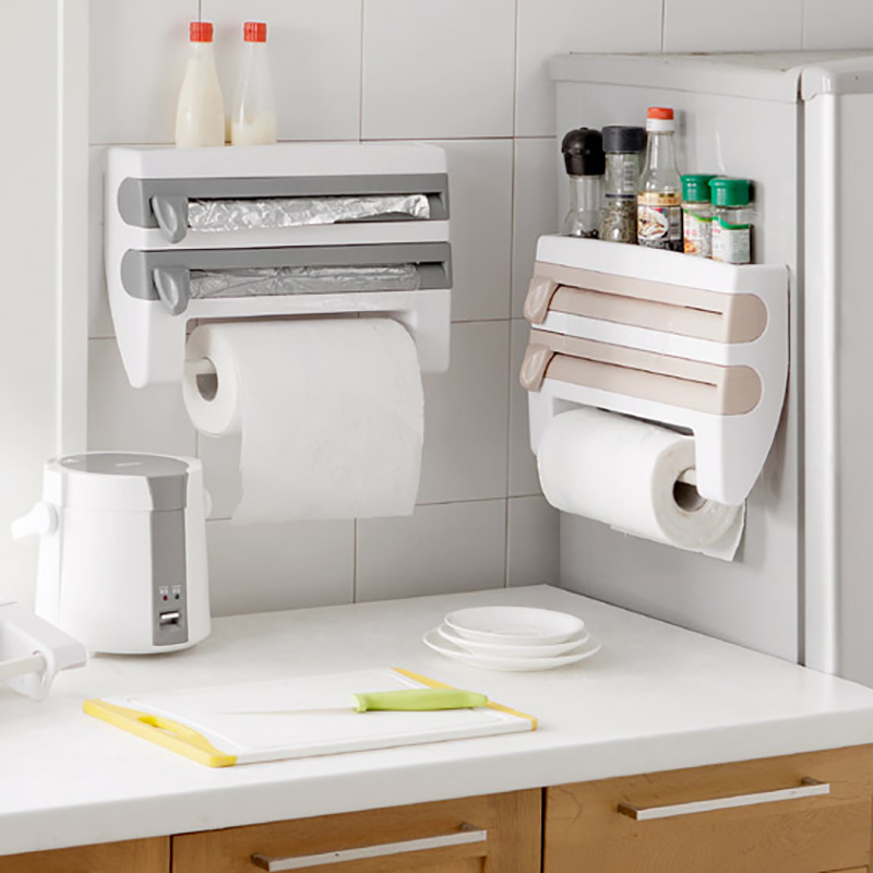 حامل مطبخ ثلاثي للمناديل والنايلون الاستريتش والفويل