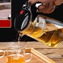 ابريق زجاجي لتخمير الشاي والاعشاب بمصفاه داخلية قابلة للفصل بزر واحد 1000 مللي