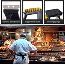 فرشة تنظيف الشوايات 3 في واحد فرشة اسفنجية وشعيرات سلكية ومكشطة ستاليس ستيل لتنظيف جميع اجزاء الشواية بسهولة