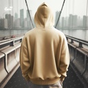 هودي اوفر سايز قطن باللون البيج للرجال