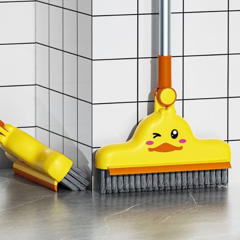 طقم تنظيف بطوط مقشة دوارة لسهولة الوصول للزوايا والأركان وجاروف بيد معدن ومقبض مريح لليد