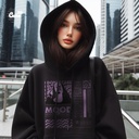 Mood هودي اوفر سايز قطن باللون الأسود 