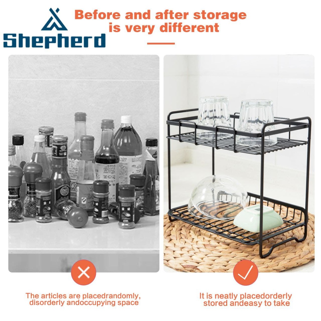 ستاند ومنظم أدوات المطبخ والحمام من المعدن 2 دور