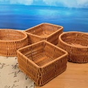 باسكت خوص معدن شيك بشكل مربع لحمل وتقديم الطعام او ادوات الاسكين كير مقاس12 * 7 سم