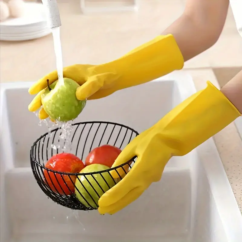 جوانتي مطبخ سيليكون مبطن من الداخل  بطبقة مقاومة للحرارة والماء صعب القطع - اصفر