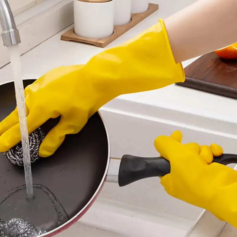 جوانتي مطبخ سيليكون مبطن من الداخل  بطبقة مقاومة للحرارة والماء صعب القطع - اصفر