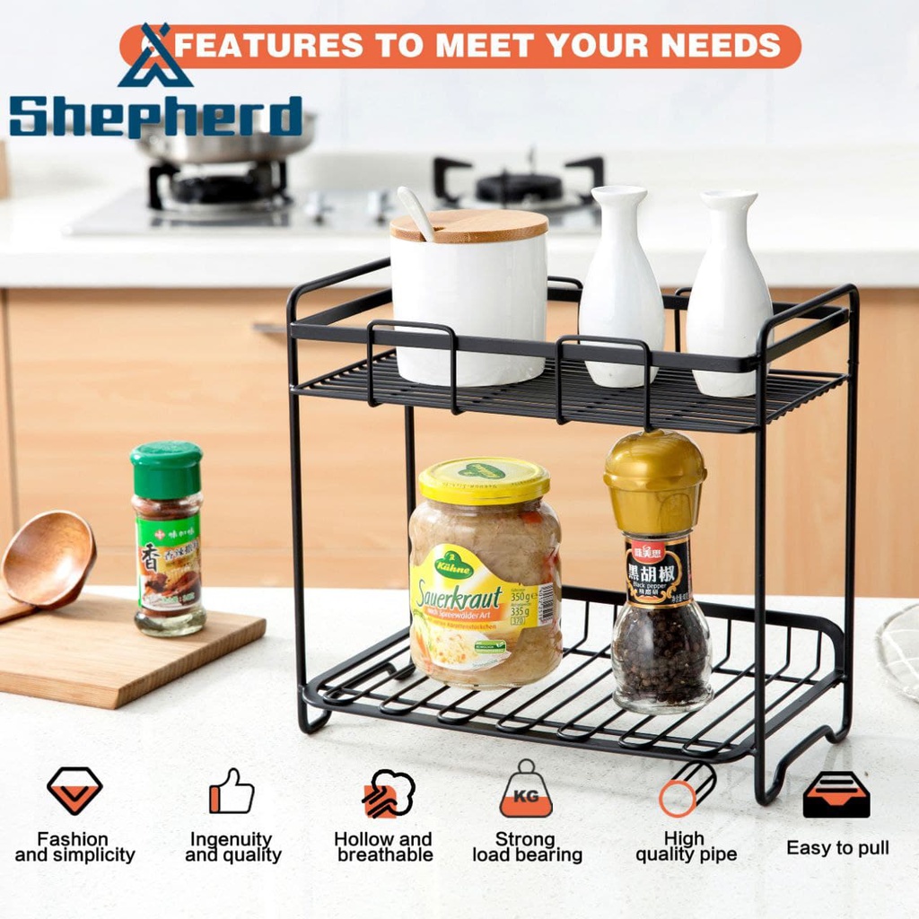 ستاند ومنظم أدوات المطبخ والحمام من المعدن 2 دور