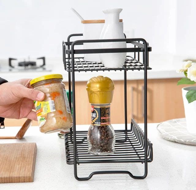 ستاند ومنظم أدوات المطبخ والحمام من المعدن 2 دور
