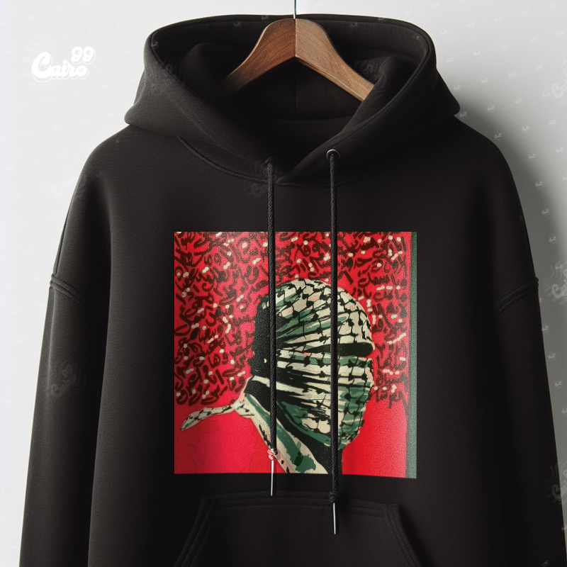 هودي  وما النصر الا من عند الله اوفر سايز قطن باللون الاسود        