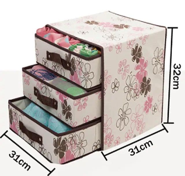 وحدة أدراج لتنظيم الملابس الداخلية والجوارب وربطات العنق قماش 3 أدراج