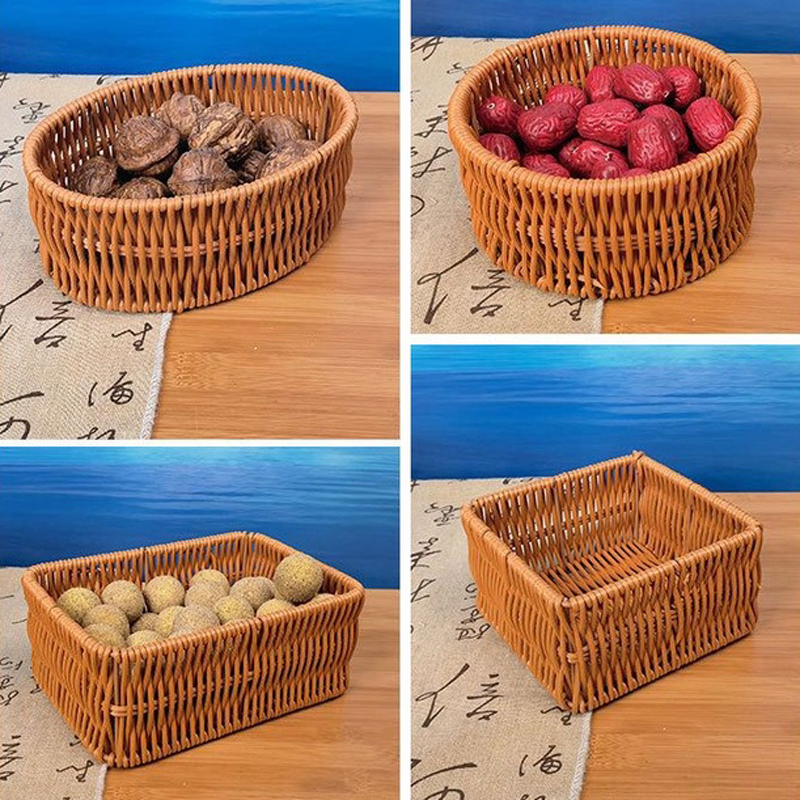 باسكت خوص معدن شيك بشكل مربع لحمل وتقديم الطعام او ادوات الاسكين كير مقاس 12*7 سم