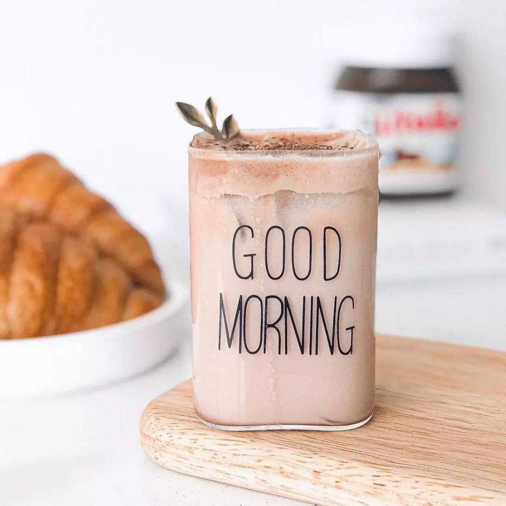 كوباية جود مورنينج 200 ملي لشرب العصائر والنسكافيه من الزجاج الشفاف